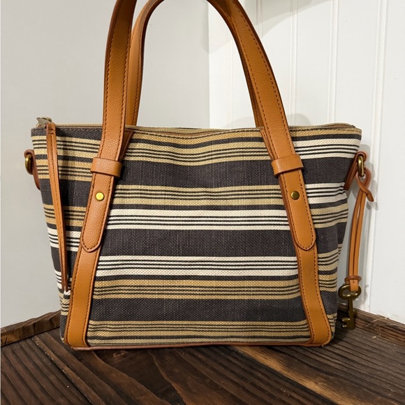 New Fossil Avondale Striped Canvas Women's Bag - Picture 3 of 7